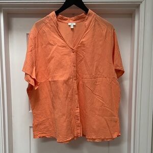 J Jill 100% cotton  Orange Button-Down Shirt size 3X